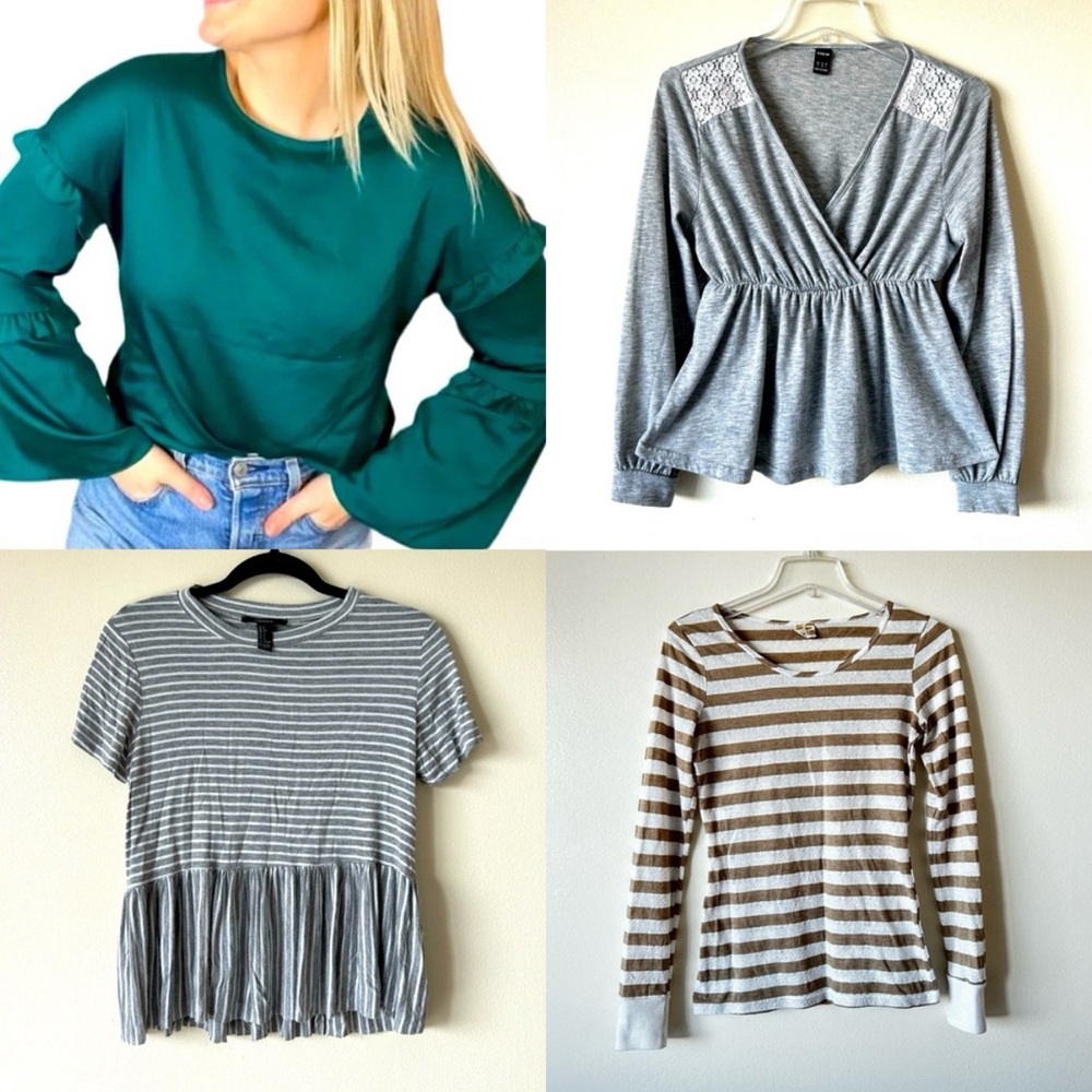 NWT / NWOT Small Bundle of 4 Womens Tops Blouses Summer Career Lot Teal Gray